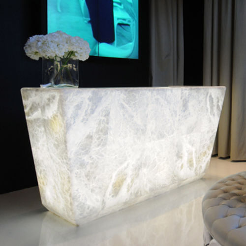 Contemporary sideboard table - CASA - Atelier-alain-ellouz - alabaster / alabaster base / rectangular
