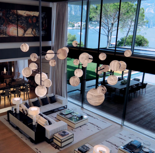 Contemporary chandelier - MONUMENTAL BOTERO - Atelier-alain-ellouz - metal / alabaster / commercial