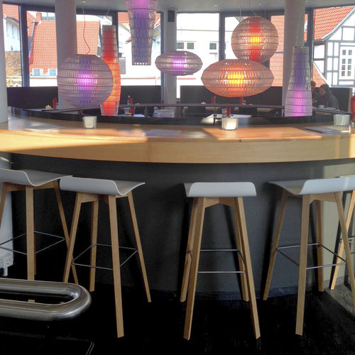 Contemporary bar stool - MAVERICK - KFF - molded plywood / solid wood base / upholstered