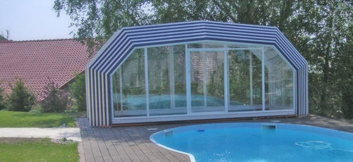 High swimming pool enclosure - Pool Cover - telescopic / manual