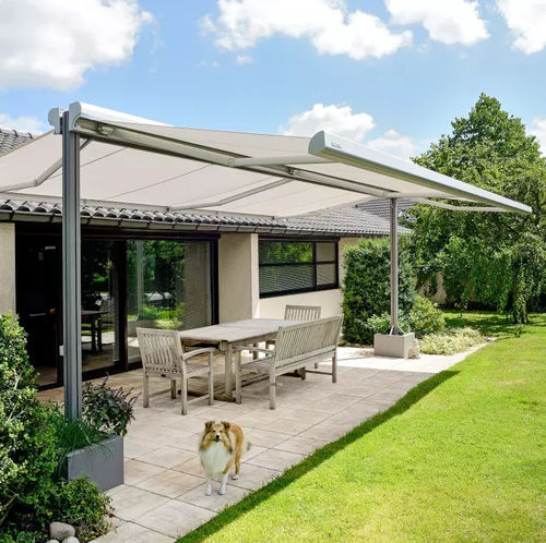 Free-standing awning - TWINSTOR - Brustor - motorized / patio / white