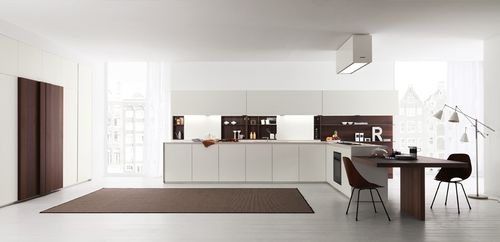 Contemporary kitchen - AXIS012 - Zampieri Cucine - wood veneer / handleless / lacquered