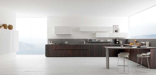 Contemporary kitchen - Y - Zampieri Cucine - wood veneer / handleless