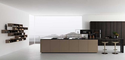Contemporary kitchen - Y - Zampieri Cucine - wood veneer / island / handleless