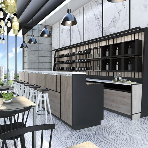 Wooden counter - MOZART - MAFIROL - laminate / upright / refrigerated
