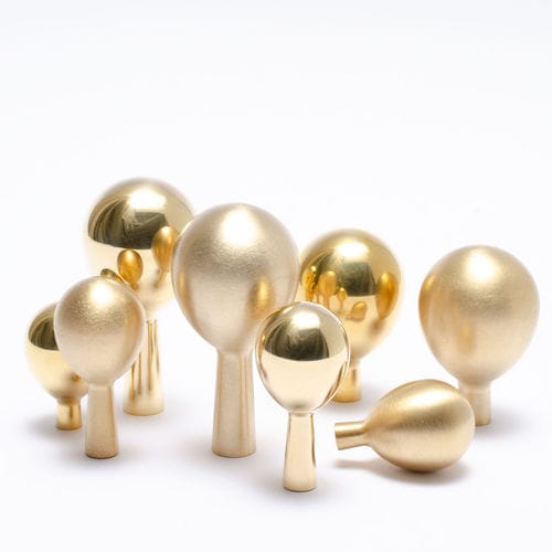Contemporary furniture knob - DROP  - B&B Sweden, Bäccman & Berglund Sweden - brushed brass / polished brass / aluminum