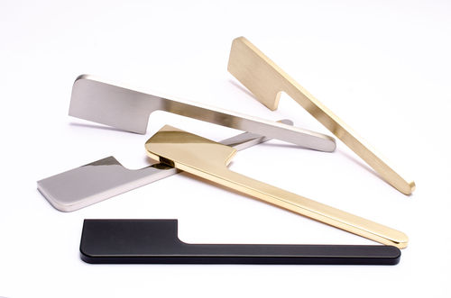 Brushed brass furniture handle - SOFT CUT - B&B Sweden, Bäccman & Berglund Sweden - polished brass / anodized aluminum / polished stainless steel