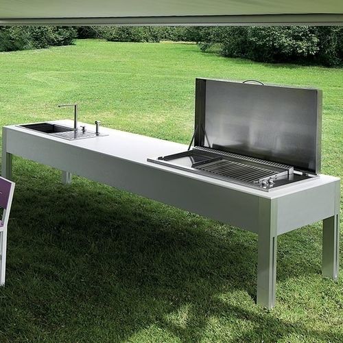 Metal kitchen island - ZERODIECI - TAO DESIGN - medium-size / commercial / gas