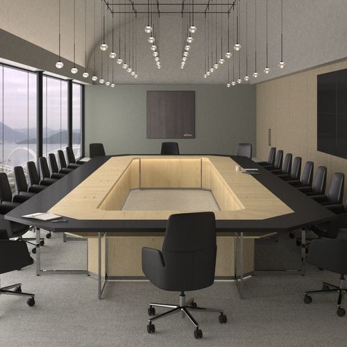 Traditional conference table - TAILOR MADE - Ofifran - wooden / wooden base / rectangular