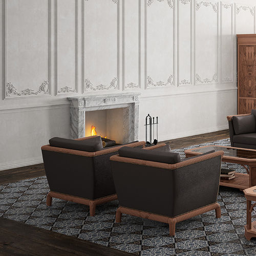 Contemporary visitor armchair - BORDÓN - Ofifran - leather / fabric / wooden