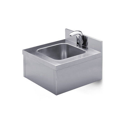 Wall-mounted washbasin - SANITECH - DMP Electronics - stainless steel / square / contemporary