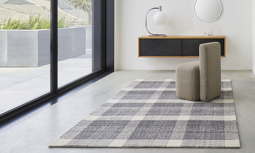 Contemporary rug - CUADROS - GAN RUGS - plaid / cotton / New Zealand wool