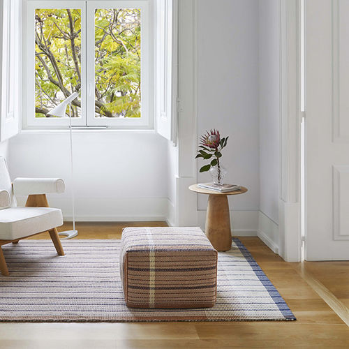 Contemporary pouf - REVERSIBLE - GAN RUGS - wool / linen / cotton