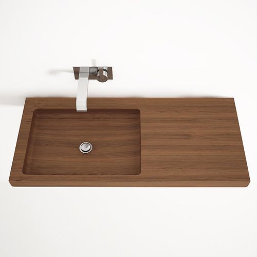 Wall-mounted washbasin - EL01 - Karpenter - wooden / with adjustable mirror / rectangular