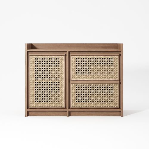 Contemporary sideboard - RT08 - Karpenter - oak / teak / rattan