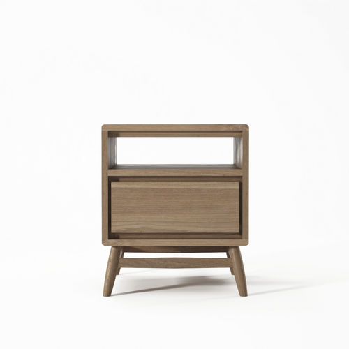 Contemporary bedside table - TW33 - Karpenter - oak / teak / solid wood base