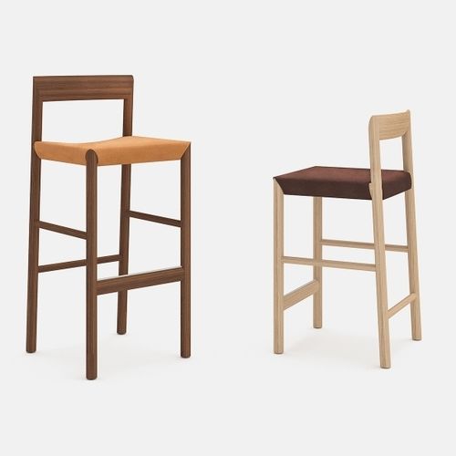 Contemporary bar chair - STAX - BENSEN - indoor / fabric / leather