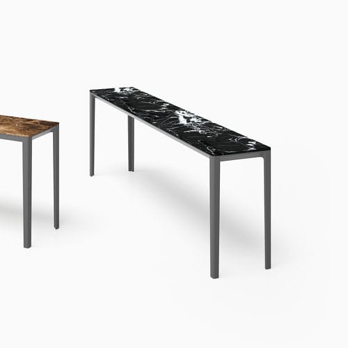 Contemporary sideboard table - ABLE - BENSEN - marble / aluminum base / rectangular