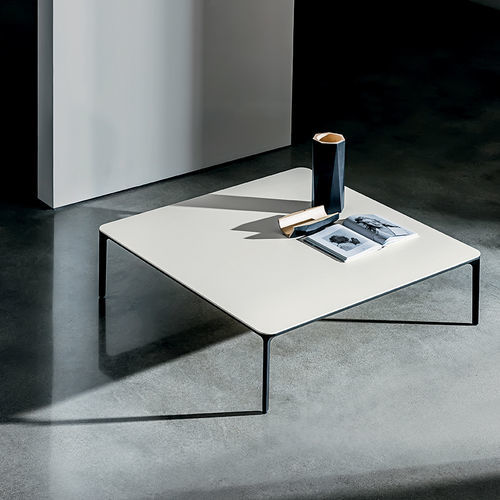 Contemporary coffee table - SLIM - Sovet Italia - lacquered glass / frosted glass / oak