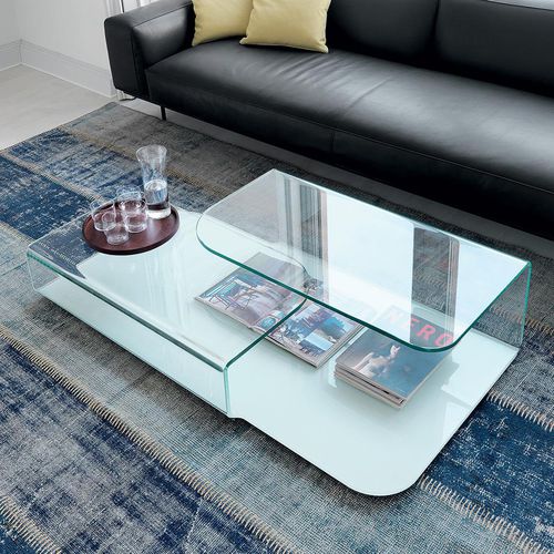 Contemporary coffee table - HUG - Sovet Italia - glass / glass base / rectangular
