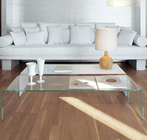Contemporary coffee table - BRIDGE  - Sovet Italia - smoked glass / lacquered glass / curved glass