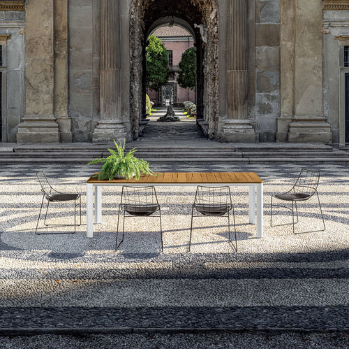 Contemporary dining table - KODO - Sovet Italia - teak / iroko / ceramic
