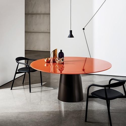 Contemporary dining table - TOTEM - Sovet Italia - frosted glass / ceramic / HPL