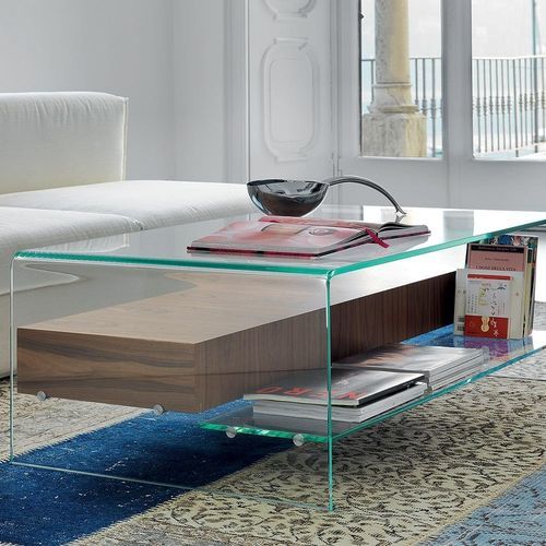 Contemporary coffee table - BRIDGE  - Sovet Italia - glass / glass base / rectangular