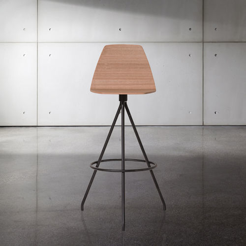 Contemporary bar chair - SILA - Sovet Italia - indoor / walnut / natural oak