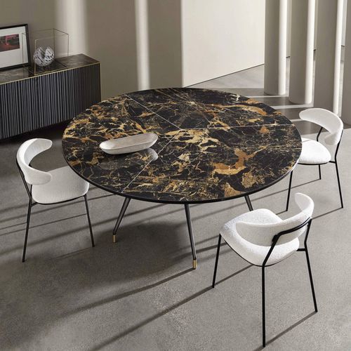 Contemporary table - ARKOS XXL - Sovet Italia - glass / aluminum base / round