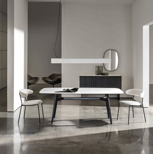 Contemporary dining table - Lewood - Sovet Italia - wooden / glass / aluminum