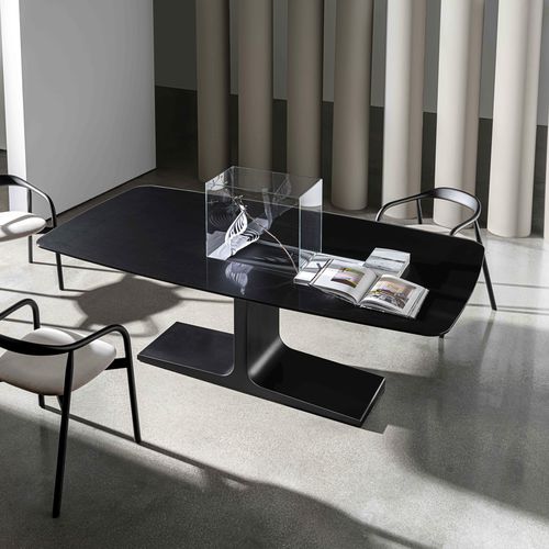 Contemporary dining table - PALACE - Sovet Italia - wooden / glass / ceramic