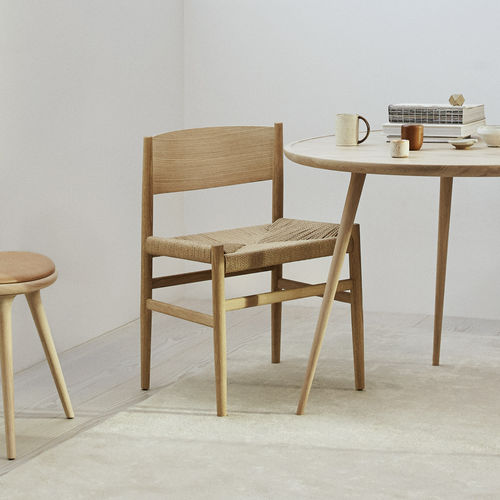 Contemporary dining chair - NESTOR - Mater Design - indoor / paper yarn / oak base