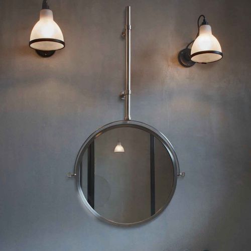 Wall-mounted bathroom mirror - MBE - DCW éditions - contemporary / round / brass