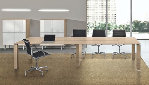Contemporary boardroom table - JET - Bralco - walnut / rectangular / square