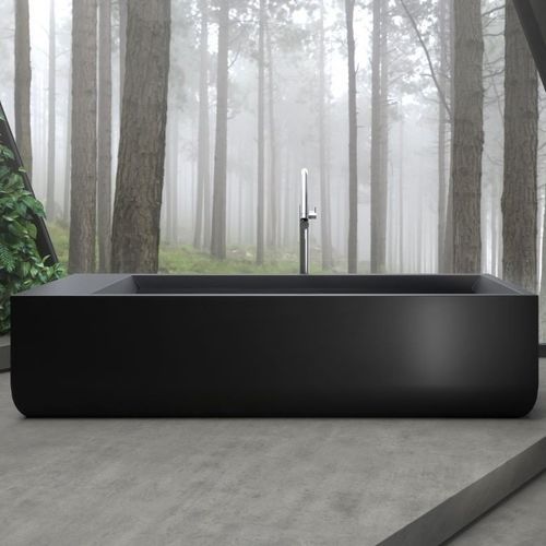 Integrated bathtub - MONOLITH-BLCK - Aquatica Marmite SP. Z.o.o - free-standing / for homes / Solid Surface