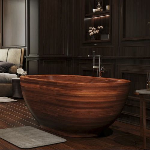 Oval bathtub - KAROLINA 2 - Aquatica Marmite SP. Z.o.o - free-standing / for homes / wooden