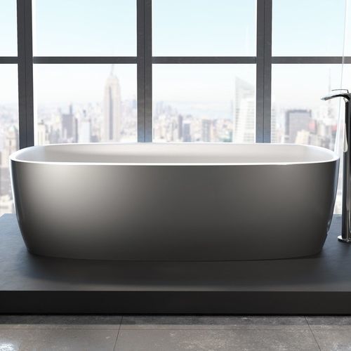 Freestanding bathtub - COLETTA™ GUNMETAL-WHT - Aquatica Marmite SP. Z.o.o - for homes / Solid Surface / stone resin