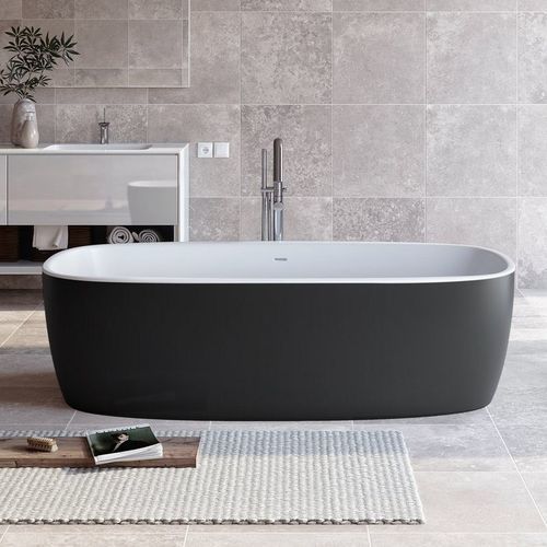 Freestanding bathtub - COLETTA-BLCK-WHT™ - Aquatica Marmite SP. Z.o.o - for homes / Solid Surface / stone resin