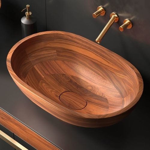 Countertop washbasin - KAROLINA - Aquatica Marmite SP. Z.o.o - solid wood / teak / handmade