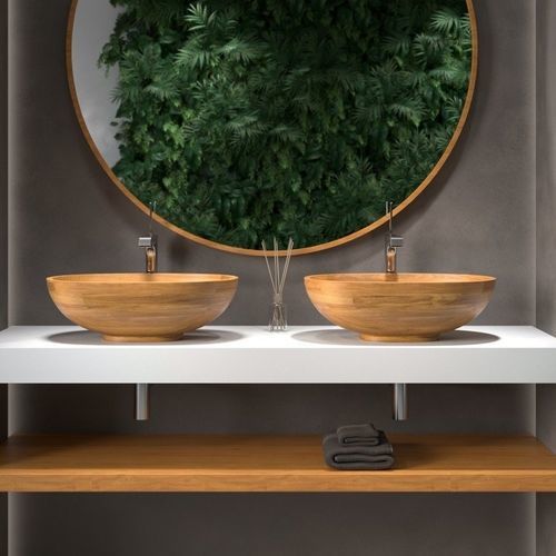 Countertop washbasin - KAROLINA - Aquatica Marmite SP. Z.o.o - solid wood / oak / handmade