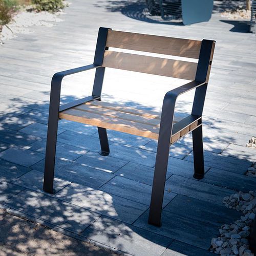 Contemporary urban armchair Le Forézien TF URBAN wooden / thermolacquered steel / highback