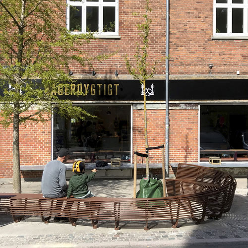 Contemporary public bench - CIRCULAR - TF URBAN - steel / with backrest / without backrest