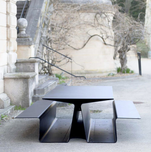 Contemporary picnic table - EQER - TF URBAN - aluminum / aluminum base / rectangular