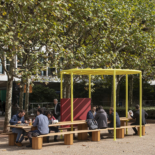 Contemporary picnic table - LE BANQUET - TF URBAN - steel / wooden / steel base