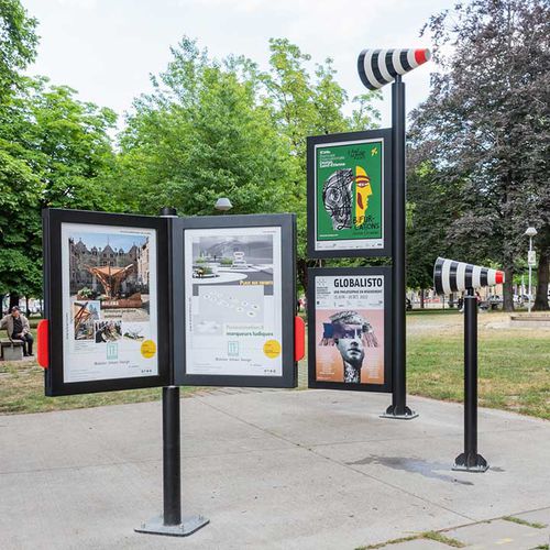 Steel signboard - VOX - TF URBAN - double-sided / orientation / outdoor