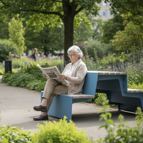 Contemporary public bench - SCENICA - TF URBAN - steel / robinia / with backrest