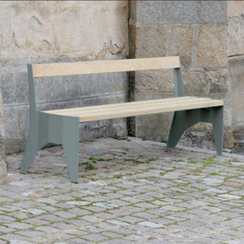 Contemporary public bench - ECOA - TF URBAN - steel / robinia / with backrest