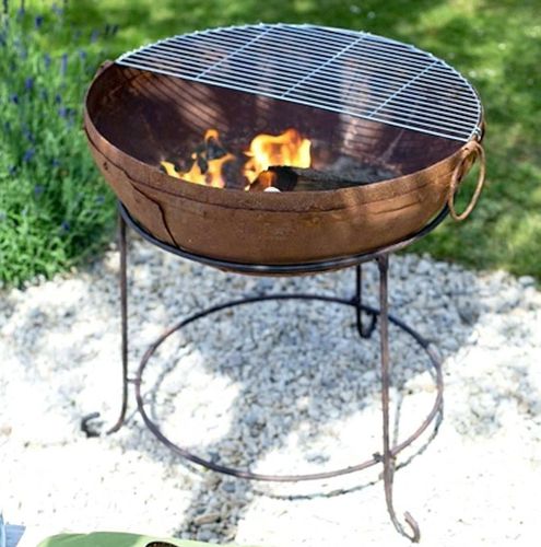 Wood-burning fire pit - AGRA  - Buschbeck - steel / with barbecue