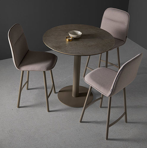 Contemporary high bar table - SOL - MOBLIBERICA - ceramic / metal base / round